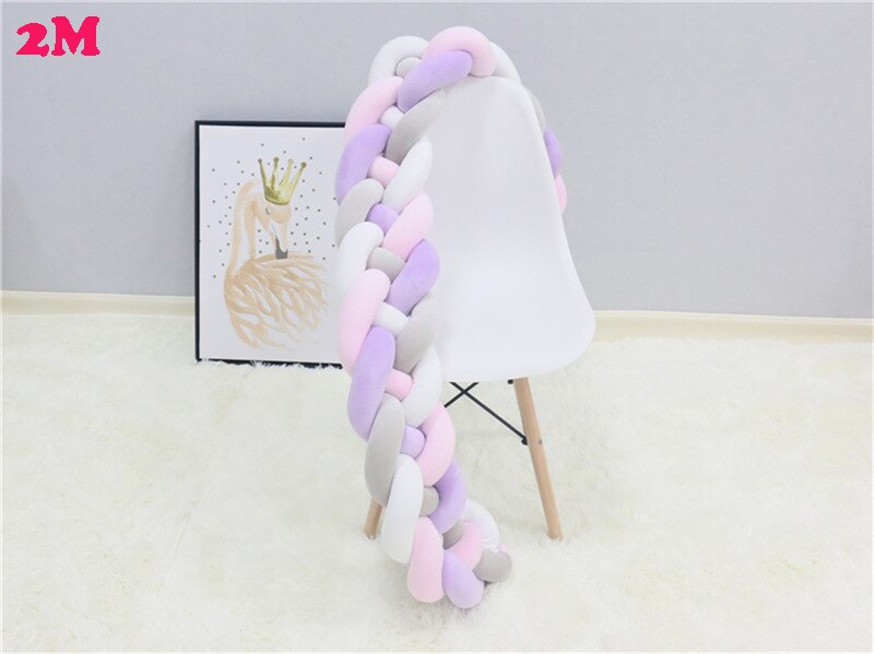 Travesseiro para cama de bebê, trançado amortecedor para cama recém-nascido, decoração de quarto infantil com 4 fios: 2M aa