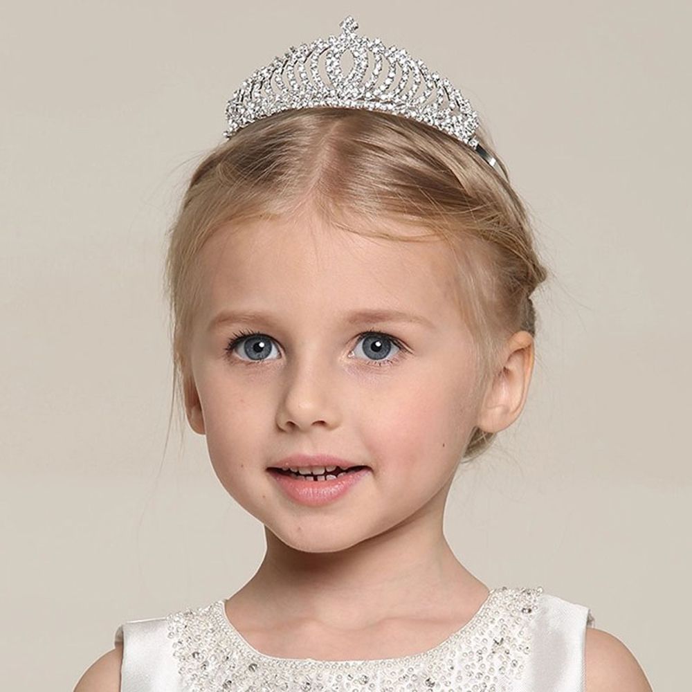 Elegante strass tiara crianças hoop cabelo coroa menina verão high-grade cristal prata jóias diamante das meninas