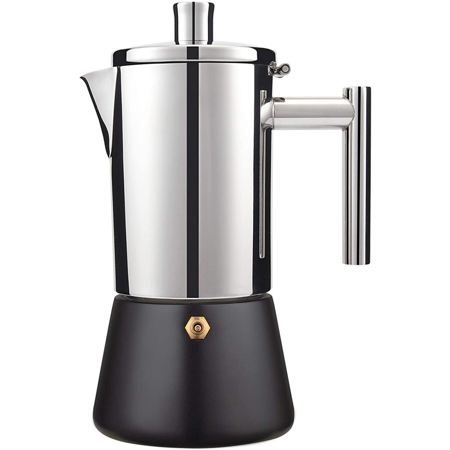 Rvs Gasfornuis Espresso Maker Moka Pot-Cubaanse Koffiezetapparaat Italiaanse Espresso Maker Voor Inductie Gas Of Elektrische Kachels: Black