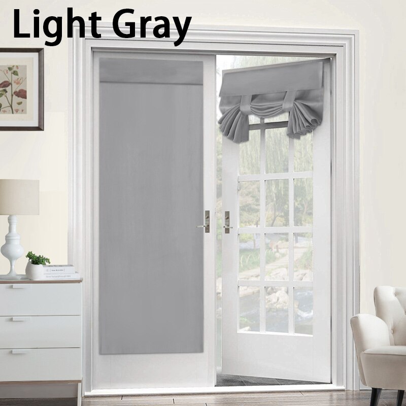 1 Panel Blackout Door Curtains Privacy French Door Curtain Shades Window Curtains Thermal Insulated 26 X 68 Inch Darkening Cur: Light Gray
