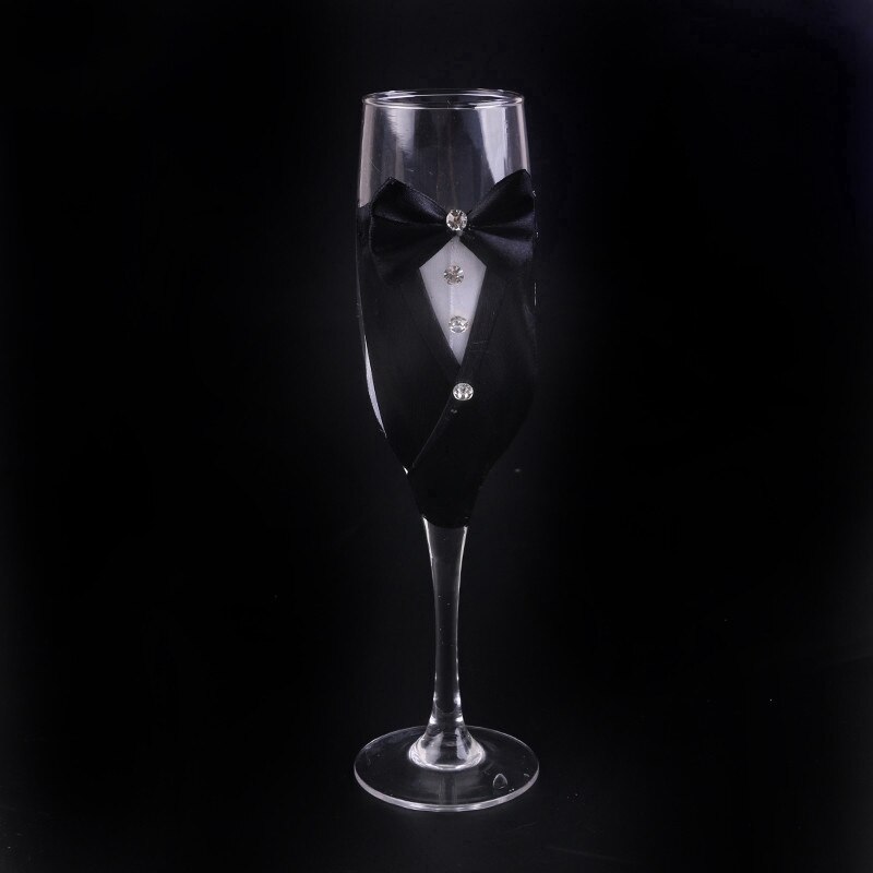 mariée et marié robe en dentelle Champagne flûtes de mariage ensemble de verres tasse grillage gobelet mariage maison hôtel décoration