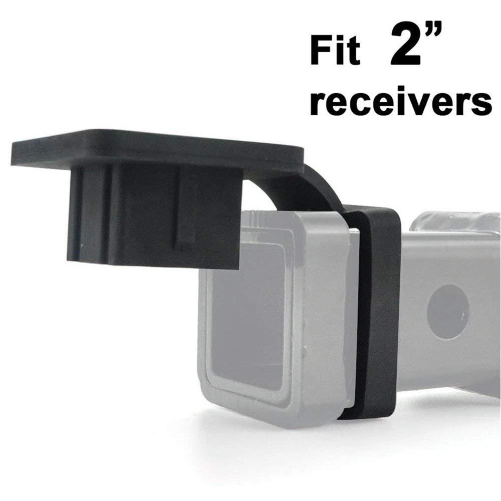 2 PC Trailer Hitch Cover Tube Plug Insert,Receiver Tube Hitch Plug(Fits 2" Receivers) (Rubber，Anti-Lost Style)
