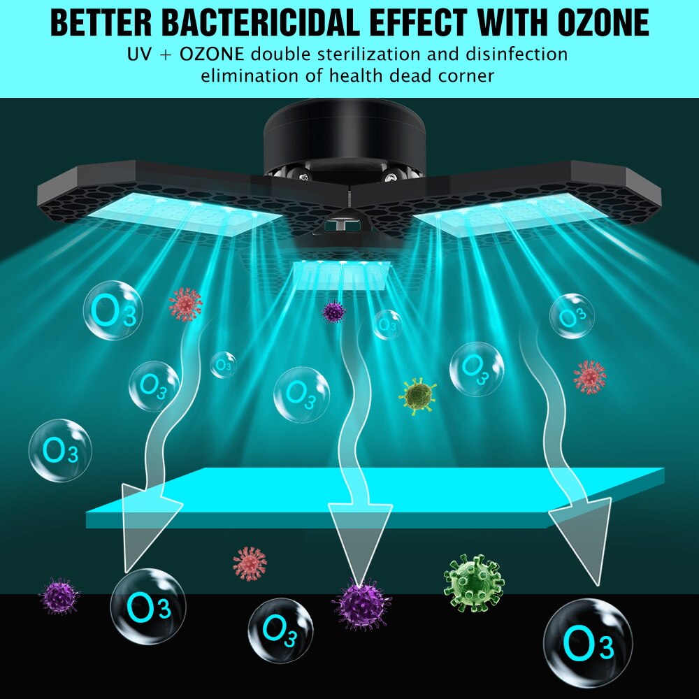 CanLing UV Germicidal Light LED Ultraviolet Lamp 220V LED UVC Sterilizer 40W 60W 80W Antibacterial lamp 110V Disinfect Bacterial