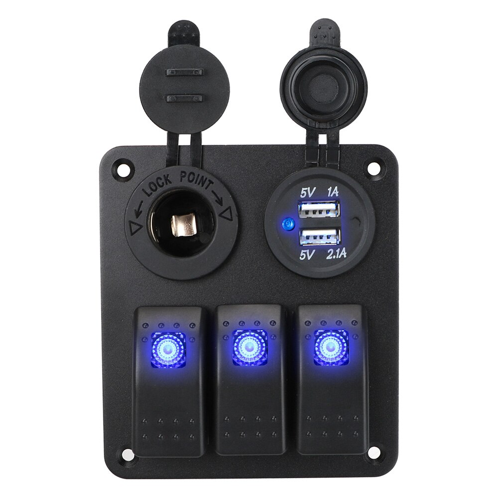 Bryterpanel bil marine vippebryter 12 ~ 24v kretsstyring vanntett digitalt voltmeter dobbel usb -portuttakskombinasjon