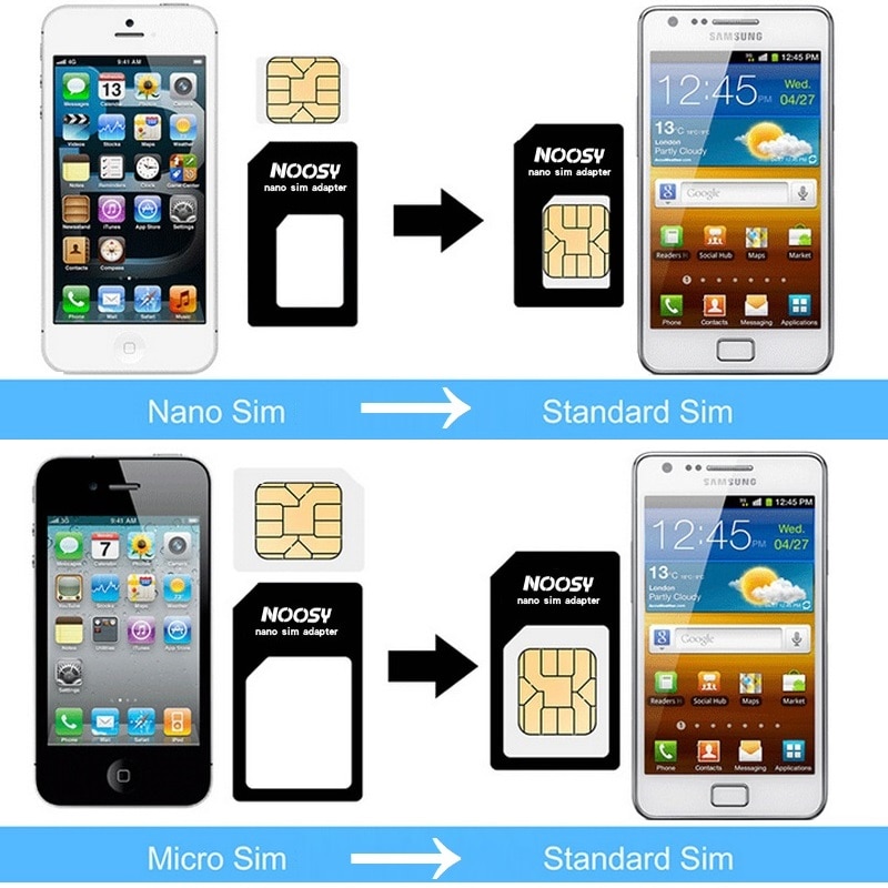 VSKEY 100 pcs 4 in 1 Sim Card Adapter + Micro Sim kaarten adapter + Standaard Sim-kaart Adapter Met eject pin Voor Iphone samsung