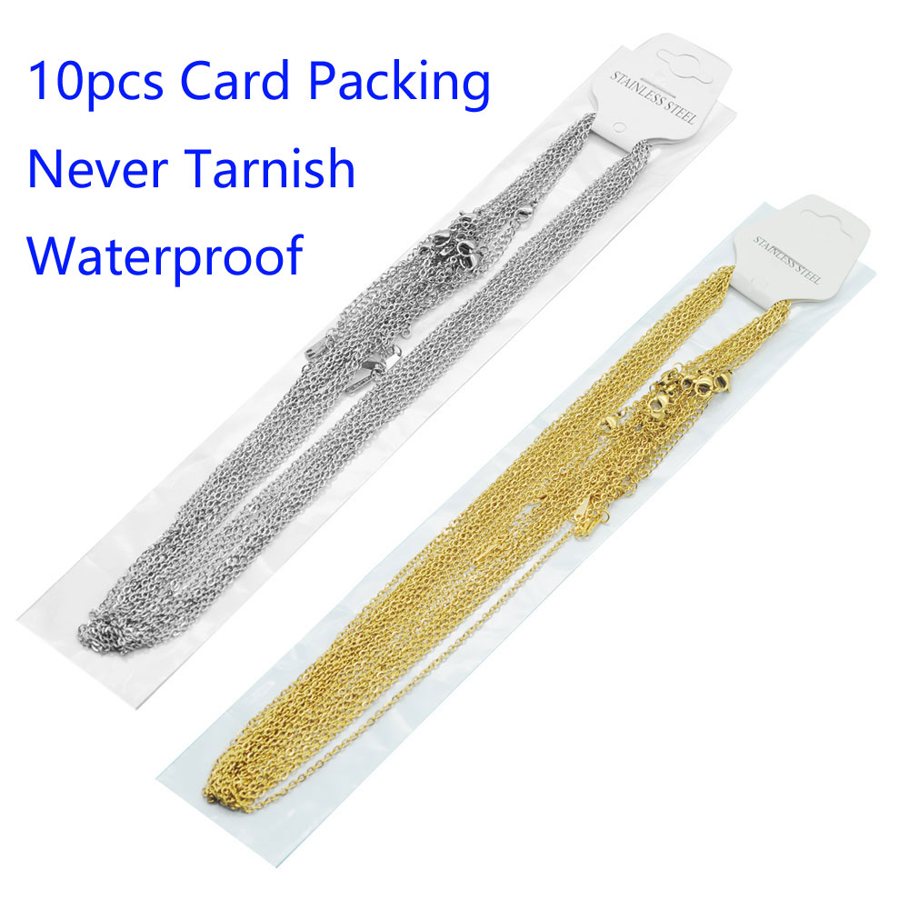 10pcs/Lot 304 Stainless Steel Cable Link Rope Chain Necklace for DIY Jewelry Making Silver Gold Color O Chains Choker Necklaces