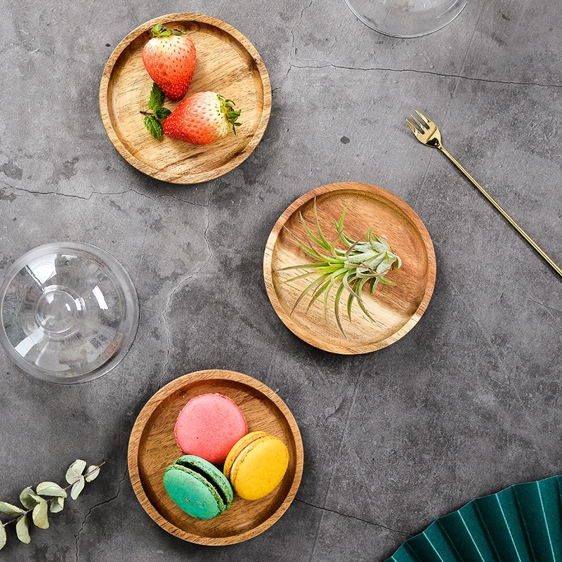 Holz Nachtisch Tablett mit Glas Abdeckung Gerichte und Platten setzt für Mini Obst Brot Kuchen Nette Platte