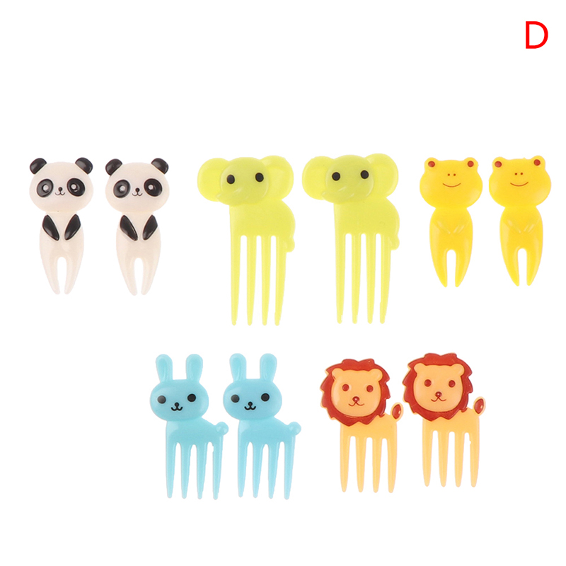 Mini tenedores con dibujos animados para niños, accesorios de decoración para fiestas, 6/7/8/10/16 unidades: ZYTHG387-D