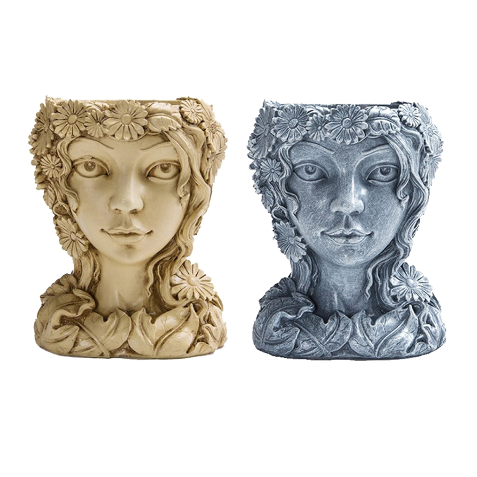 Indoor Outdoor Head Planter Pot Resin Succulent Vase Greek Statues Planter