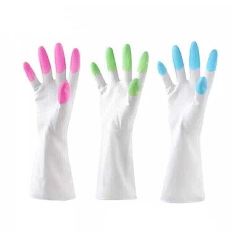 Afwassen Handschoenen Vingertoppen Schoon Waterdichte Wasserij Kleren Huishouden Pvc Plastic Latex Handschoenen Wit Verblinden Vingers