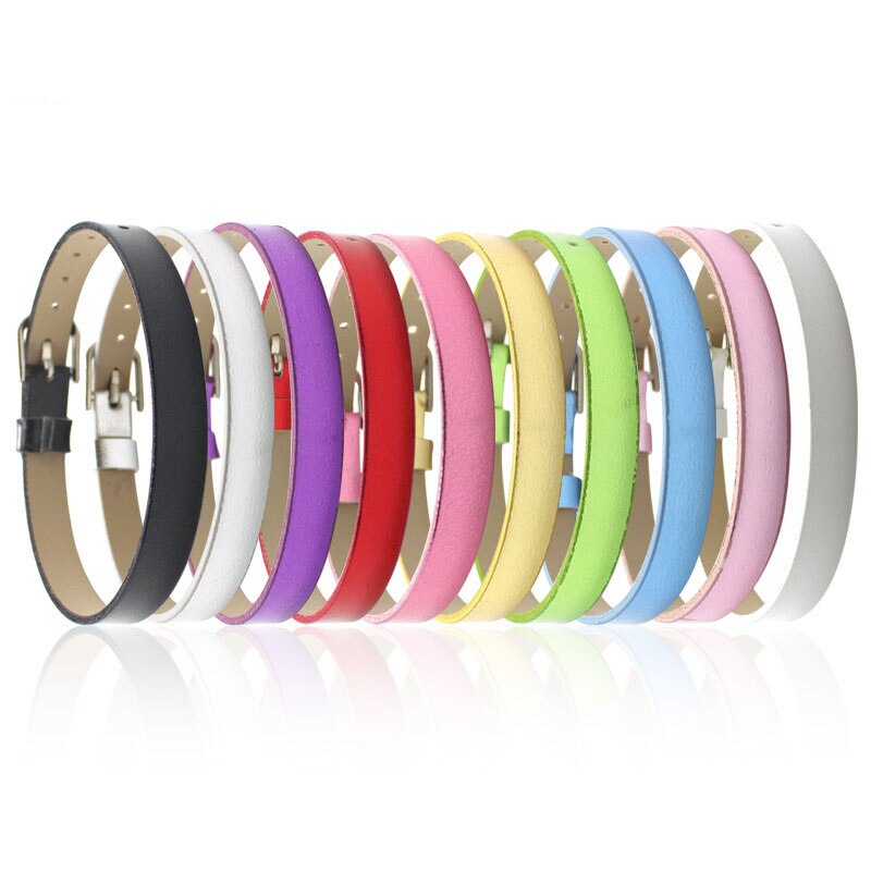 , 8 MM Metallic Oppervlak Polsband Armbanden (50 stuks/partij) DIY Accessoire Fit Slide Letters, Slide Charms, kralen
