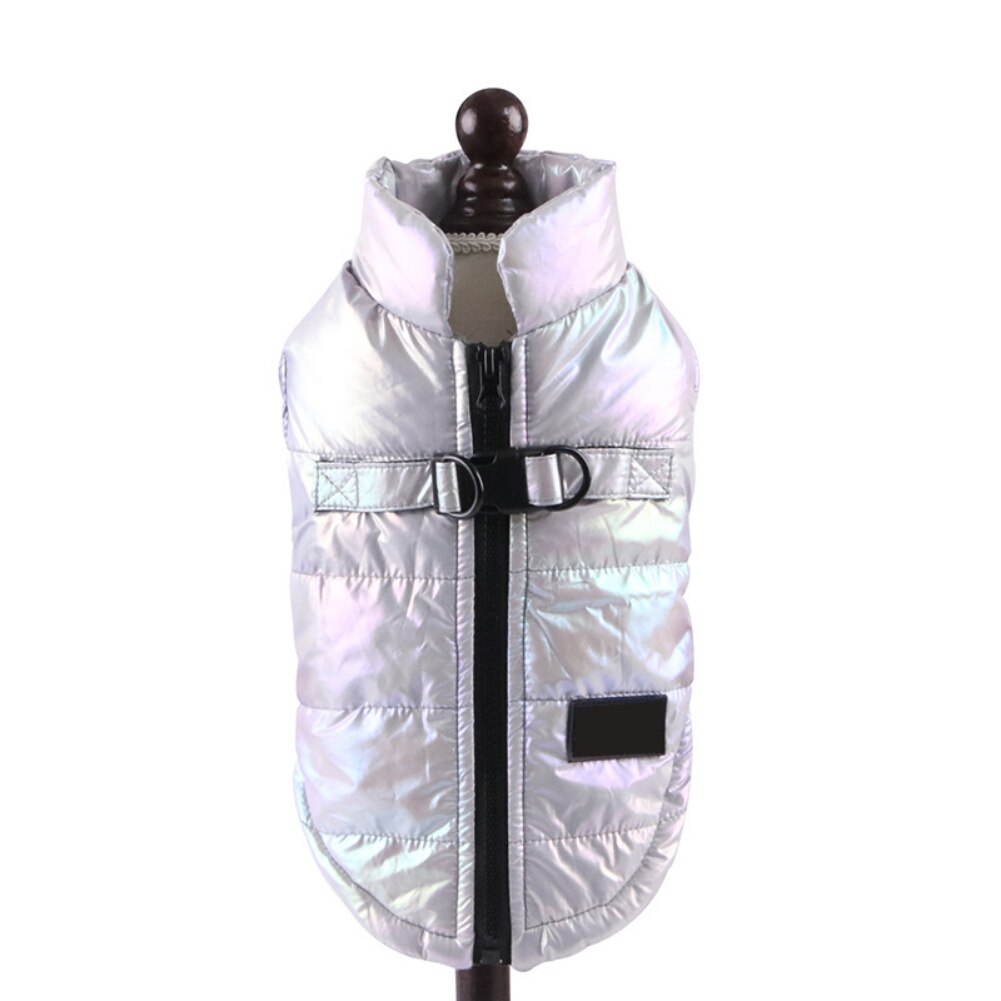 Winter Warme Overall Für Hunde Wasserdicht Haustier Hund Regenbogen Reflektierende Kleine Hund Kleidung Welpen Unten Jacke Französisch Bulldogge Weste Mantel: Silber / 2XL