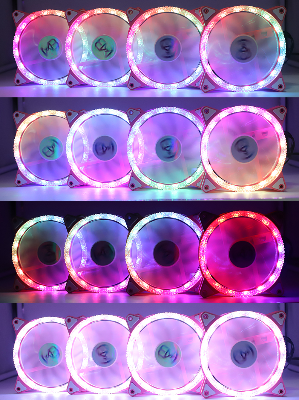 Wovibo-Ventilador silencioso con carcasa LED RGB , Enfriador de CPU de 120mm, Aura Sync, 12V, PWM, 6 pines, Diamante rosa