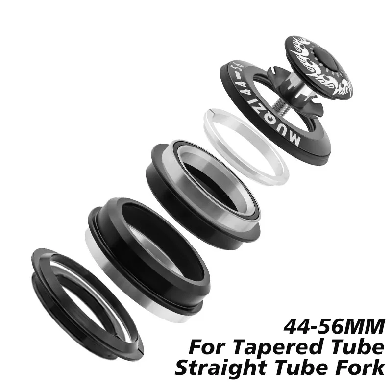 Serie sterzo per bicicletta 30 34 42 44 41.8-52 42-47 44-56 44-50.6mm Serie sterzo MTB 1 1/8 1 1/2 Tubo conico Auricolare a tubo dritto integrato: Argento