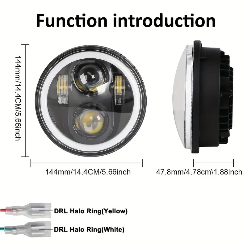 5 x 3/4 " 5.75 auton led-ajovalot kaukovaloilla ja lähivaloilla, oranssi vilkku, valkoinen päiväajovalo, moottoripyörän  h4 5 3/4 led-ajovalojen halorengas