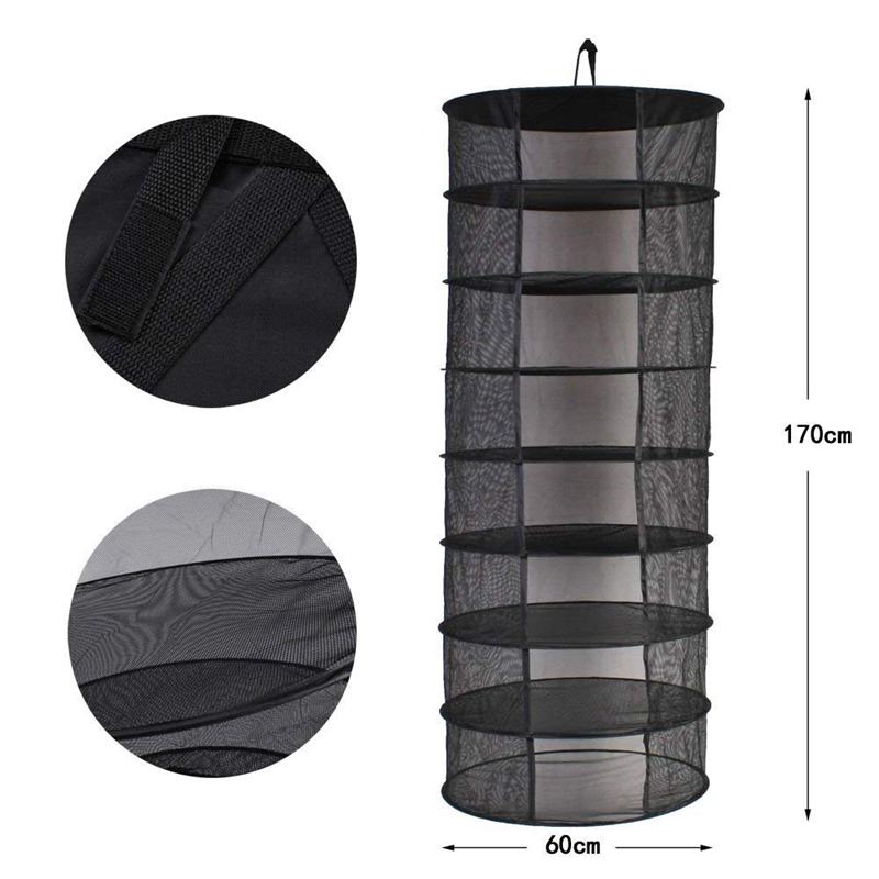 8 Layers Dry Net Herb Herbal Rack for Buds Compartments Foldable Hanging Flowers Hydroponic Plant 8(black)