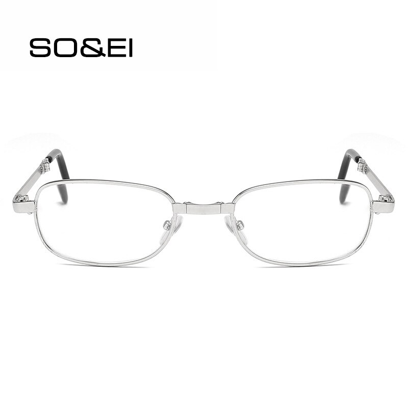 So&ei draagbare opvouwbare optische glazen leesbril unisex metalen klein montuur vierkante ouderenbril gafas de lectura