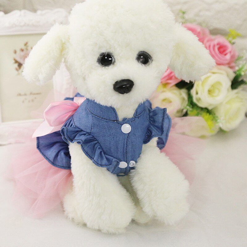 Vestido de tela vaquera para perros, ropa de verano para mascotas, Falda vaquera coreana para ropa de perro gato