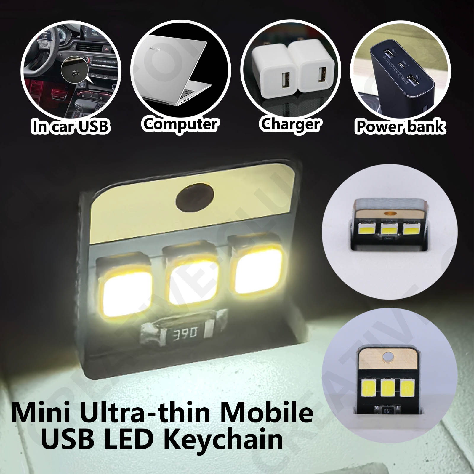 10 stk/parti camping natt fottur teltlampe lys utendørs bærbar energisparende lommelykt mini ultratynn mobil usb ledet nøkkelring