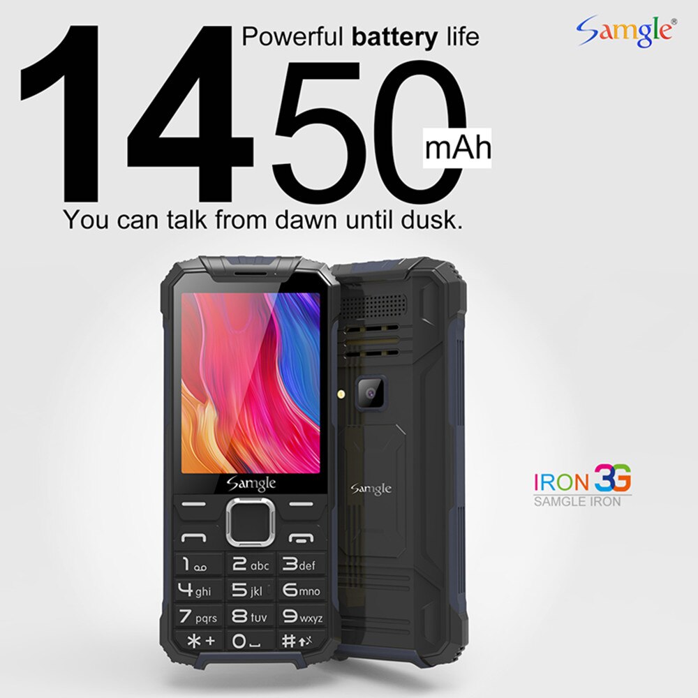 Samgle  f6 iron wcdma 3g 2.8 inch kleurenscherm feature phone snelkeuze whatsapp twitter groot toetsenbord robuuste mobiele telefoon