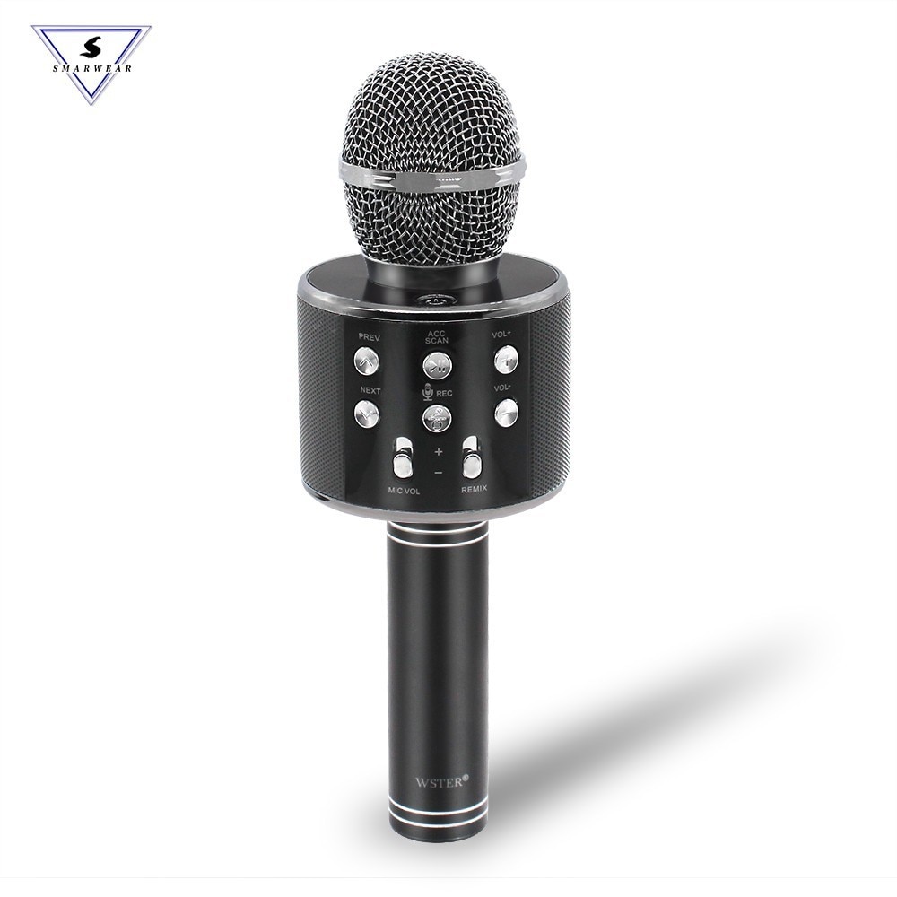 100% Originele Wster WS-858 Draadloze Karaoke Microfoon 5 Magic Stemmen Wisselaar Bluetooth Zingen Mic Speaker Voor Telefoon Computer