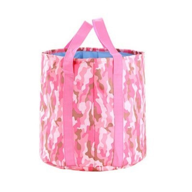 Portable Surfing Bag Outdoor Travel Folding Bucket Camping Washbasin Basin Bucket Bowl Washing Bag Water Bucket Bag 25L: Camo Pink