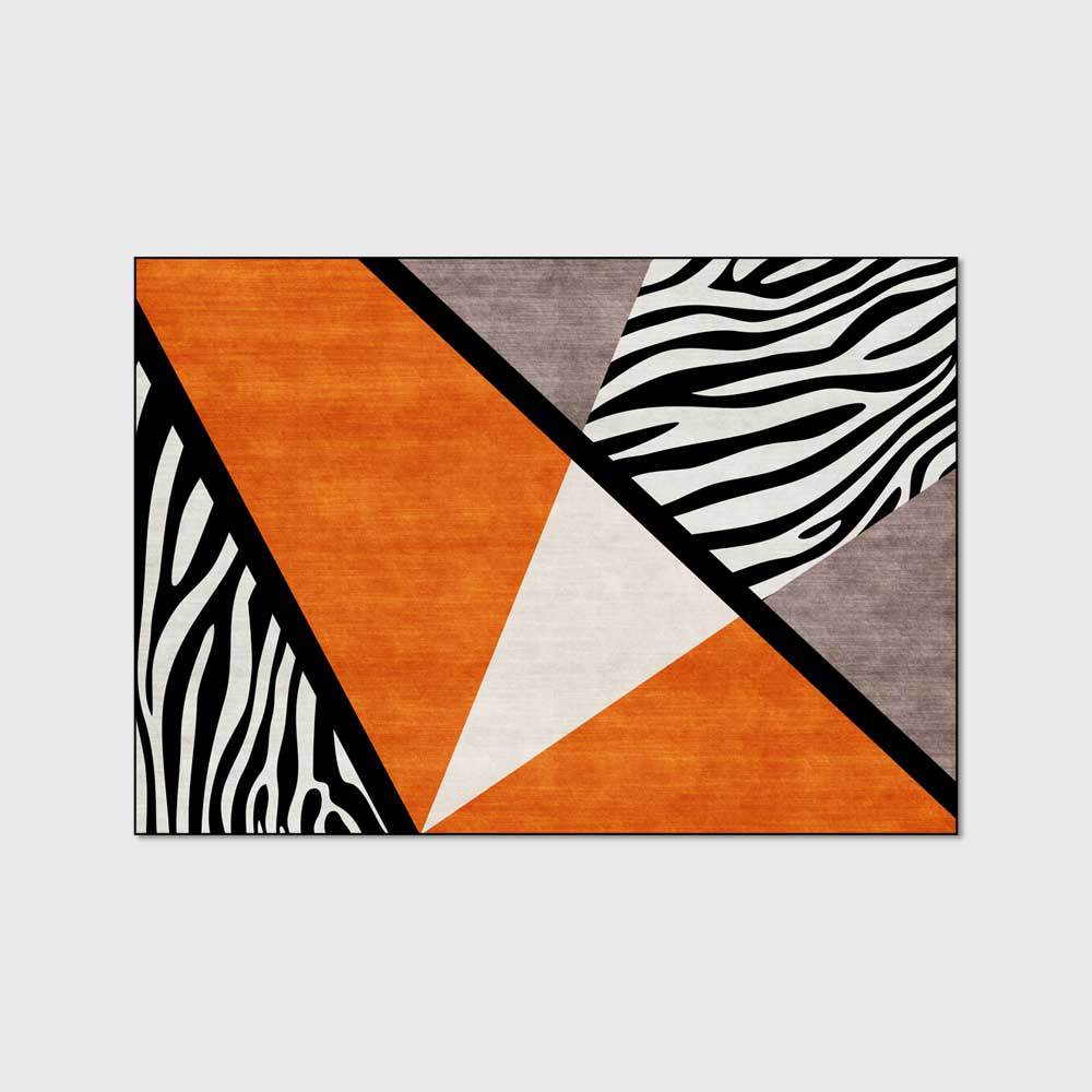 Creatieve Geometrische Woonkamer Tapijt Oranje Zebra Patroon Karpetten Licht Luxe Stijl Slaapkamer Nachtkastje Decor Antislip Vloer mat: 80x160cm