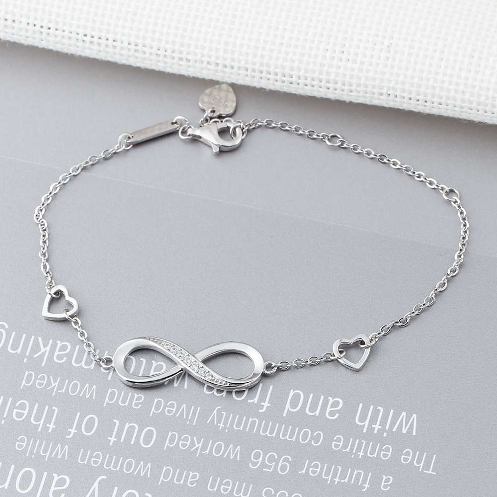 925 Sterling Silver Bracelets for Women Infinity Bracelet with Cubic Zirconia 8 Shape Chain Bracelet Jewelry (Lam Hub Fong)