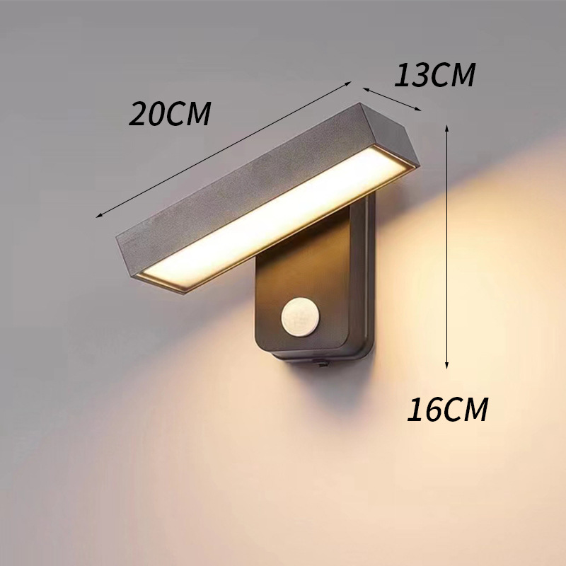 Bevægelsessensor udendørs drejelig firkantet verandalampe vandtæt  ip65 balkon have gårdhave væglampe tuya rgb led væglampe: Rød