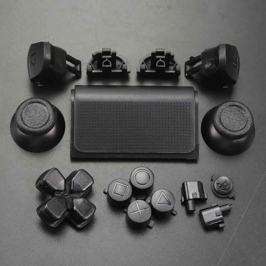 YuXi Full Set Joysticks Dpad R1 L1 R2 L2 Direction Key ABXY Buttons jds 040 jds-040 For Sony PS4 Pro Slim Controller: Black