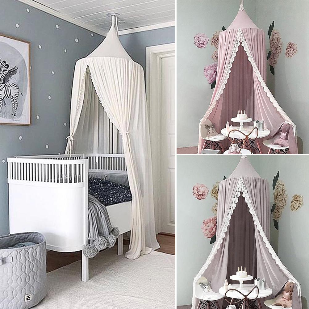Suspendu bébé lit baldaquin moustiquaire dôme rêve rideau tente bébé berceau filet rond accroché enfants auvent tente enfants chambre décor