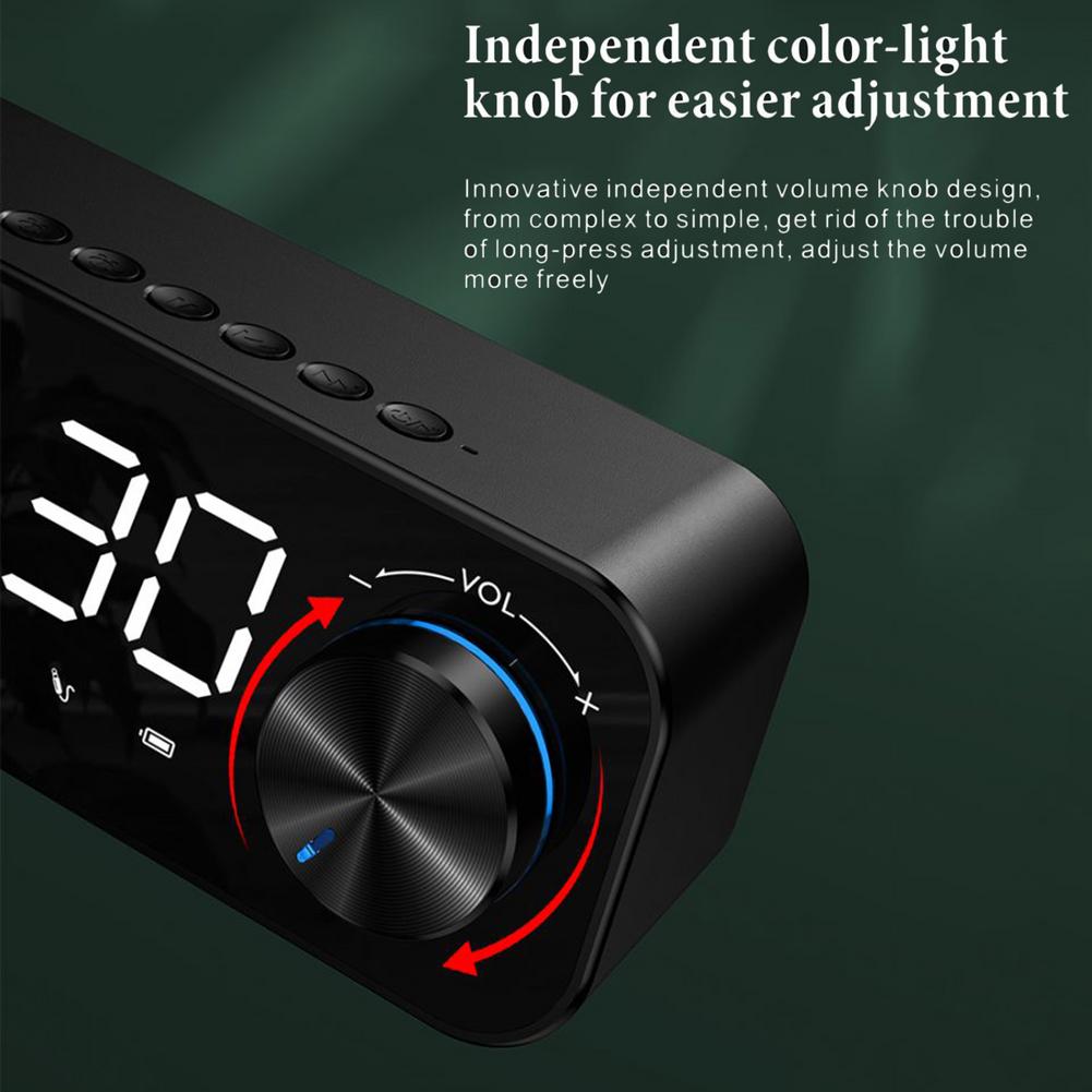 Draagbare Luidsprekers Bluetooth Led Wekker Spiegel Digitale Display Radio Wekker Draadloze Luidspreker Tf Muziekspeler