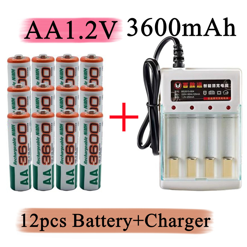 Batería AA de 1,2 V para juguetes, pilas precargadas NI MH de 3600mAh, batería recargable de Ni-MH AA3600, micrófono de cámara, 14-20 Uds.