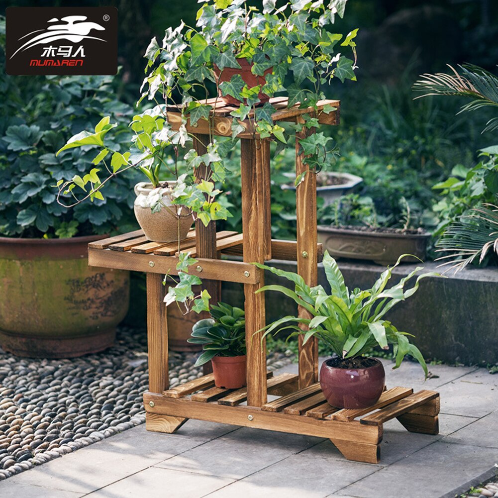 Multilayer Hout Tuin Plant Bloem Pot Stand Plank Kwekerij Display Planken Rack