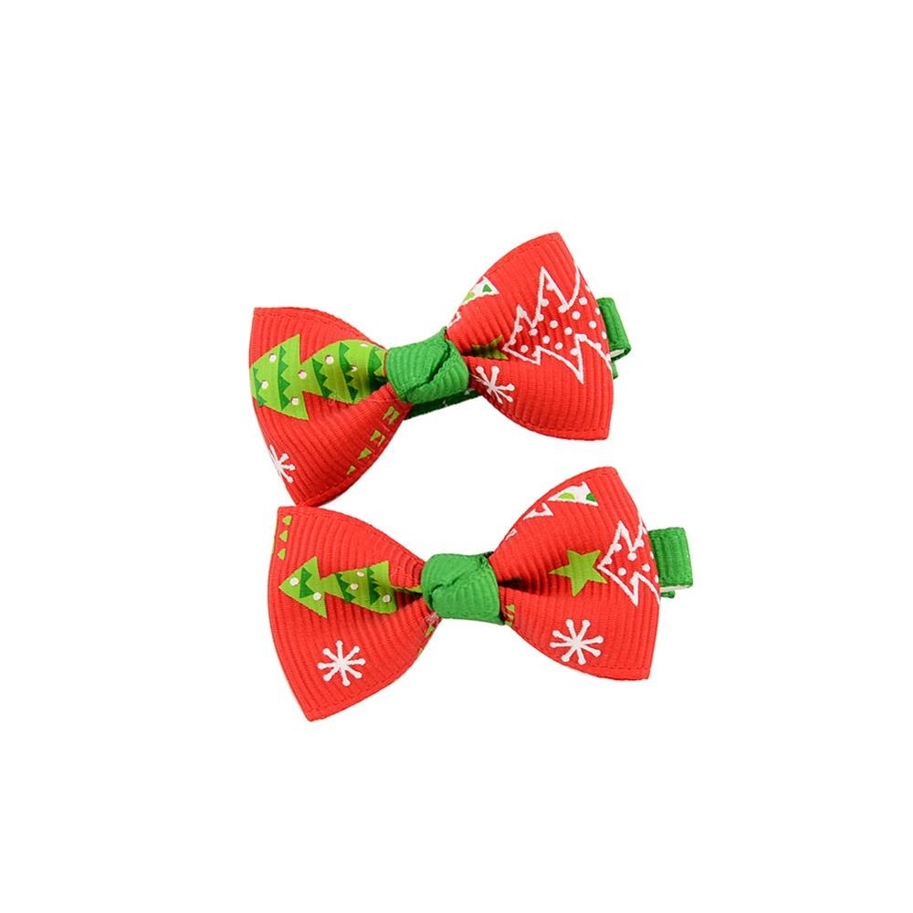 2 teile/satz Weihnachten Kleine Bogen Haarnadeln Für Mädchen freundlicher Süßigkeiten Haar Clips Haar Krawatte Baby Elastische Haar Bands Scrunchy Haar zubehör: 04-rot