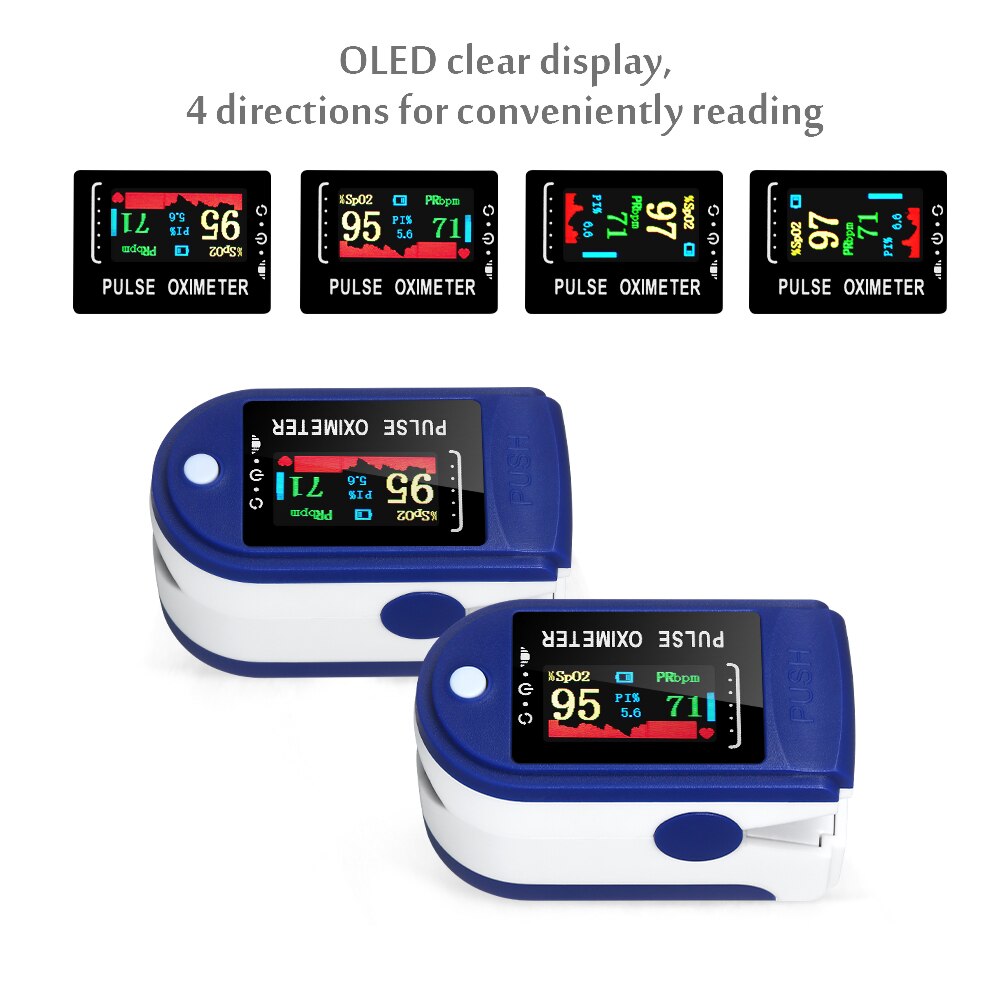 Pulsoximeter Finger Blut Sauerstoff Sättigung Herz Rate Erkennung 10s Schnell Messen & Auto-off Alarm Funktion SpO2 & PR Monitor