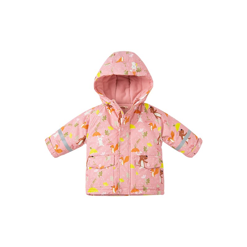 DBZ20121-Abrigo acolchado con bolsillos de dibujos animados para bebé, ropa de abrigo para niño y niña, prendas de vestir de invierno, unisex: pink print / 7Y (130cm)