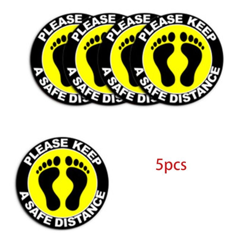 5pcs Please Keep Social Distancing Floor Sign Safety Distance Adhesive Sticker Marker for Supermarket Hospital: C