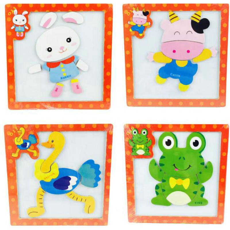 Cartoon Animal Magnetic Puzzles and Drawing Board Children Wooden Toys Writing Jigsaw Homeschool Supplies Educational Baby