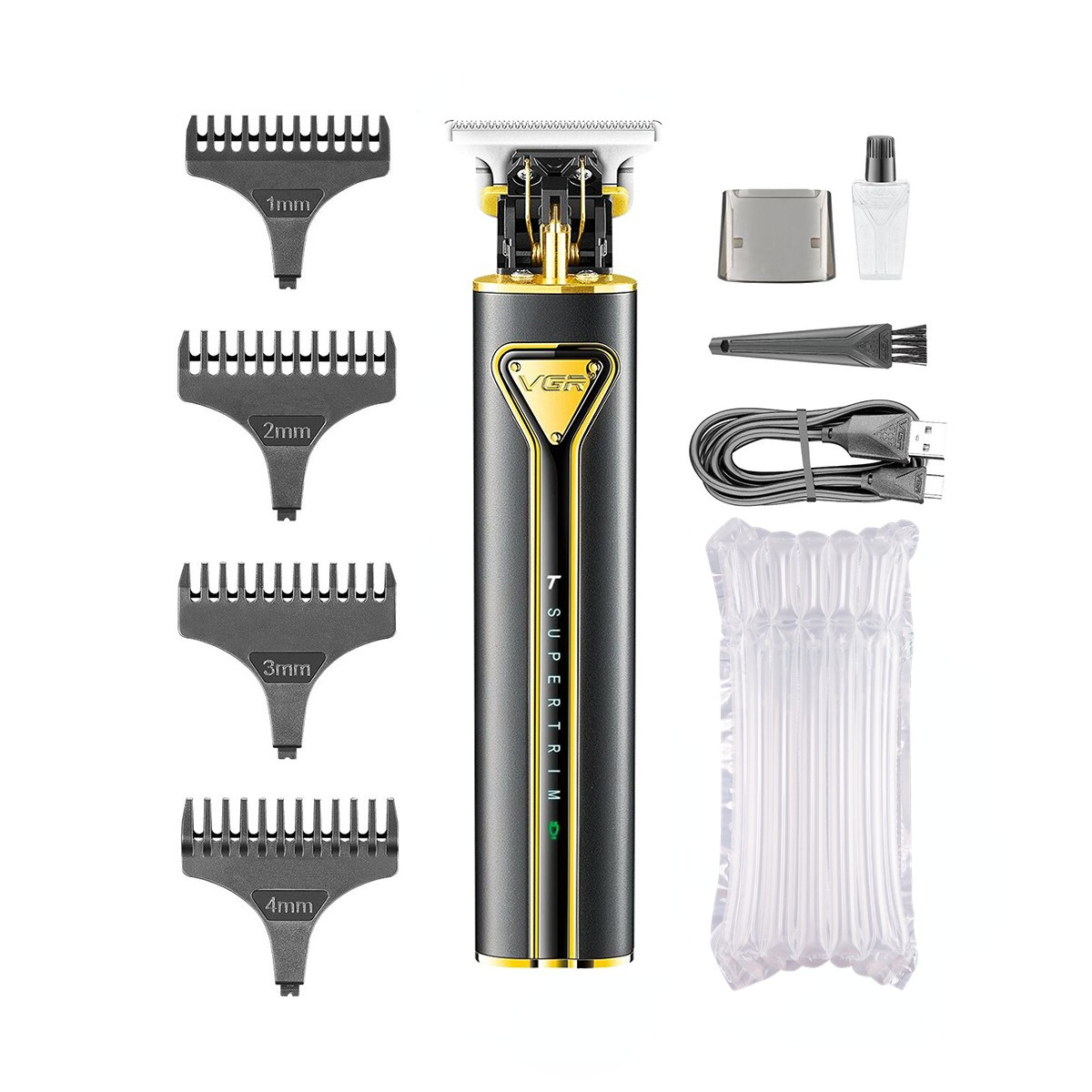 VGR T9 tondeuse à cheveux tondeuse à cheveux en métal rasoir à barbe Machine de coupe de cheveux Rechargeable tondeuse sans fil pour hommes V-009: green