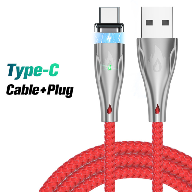 1/2M 5A Magnetic Charger Cable USB Type C Fast Charging Cable For iPhone Samsung Xiaomi USB-C Micro USB Magnetic Charging Cables: 1M / Red for type c