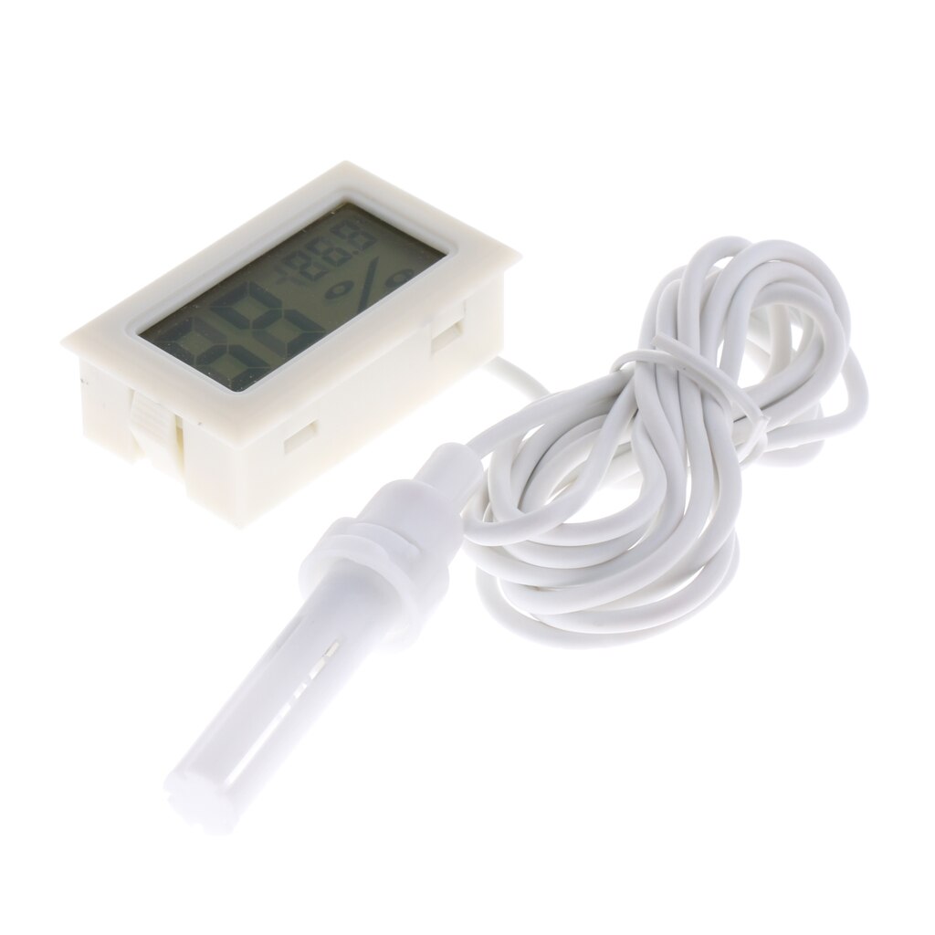 Digitale Temperatuur Vochtigheid Thermometer Hygrometer Voor Vivarium Reptiel: White with Probe