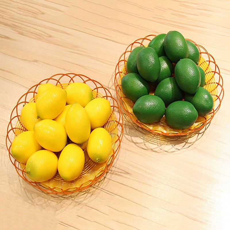 Paquete de 8 limas artificiales para limones falsos, frutas para relleno de jarrones, decoración de de cocina para el hogar, amarillo y verde