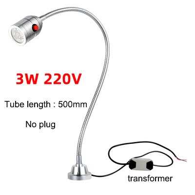 Luz LED de trabajo para máquina herramienta, lámpara de tallado de Jade de 24v y 220v, pequeña iluminación de perforación Industrial, lámpara de mesa, torno CNC, 1W, 3W, 5W: 3w 220v no plug