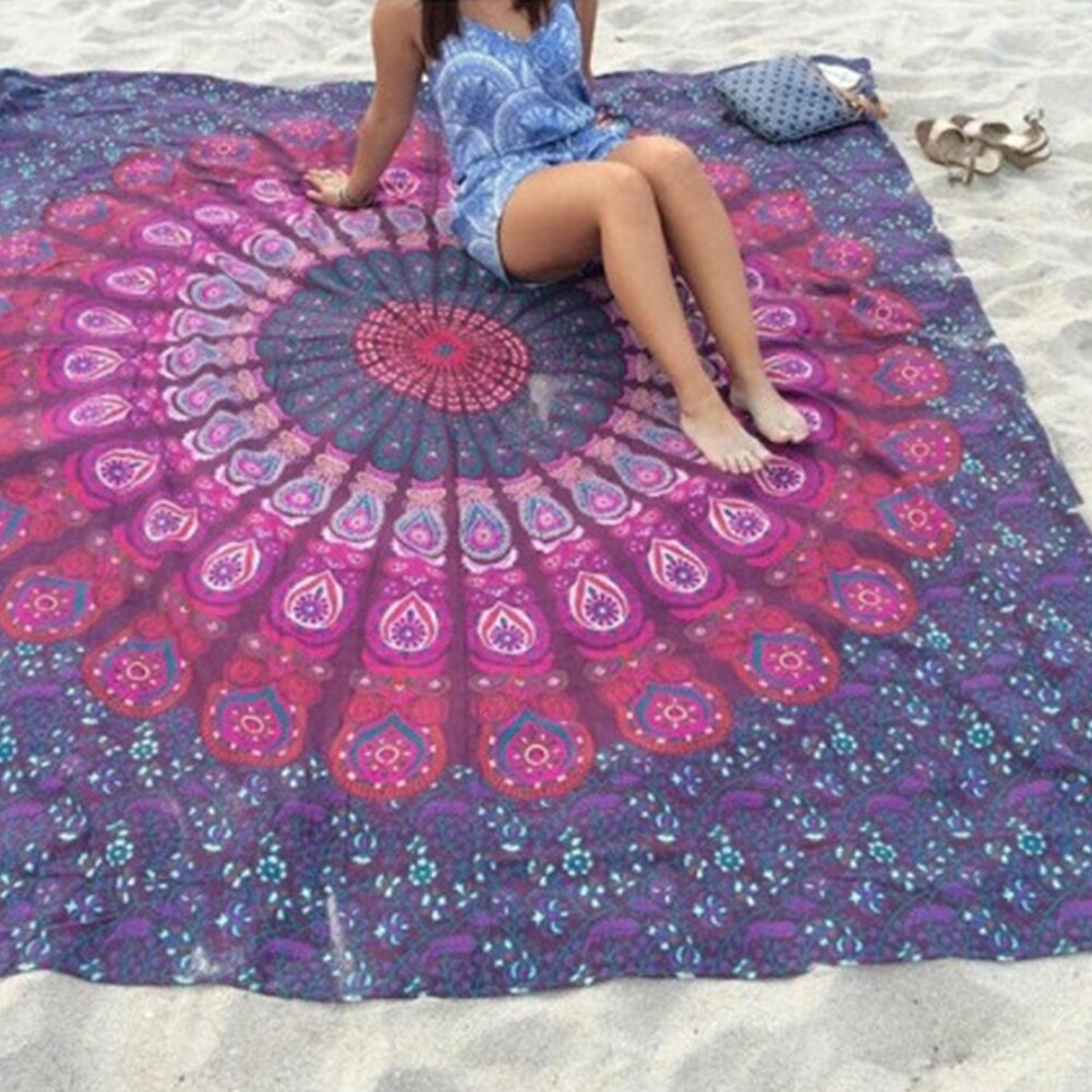 Indian Hippie Bohemian Psychedelische Pauw Mandala Muur Opknoping Beddengoed Tapijt Polyester Doek Strand Yoga Mat Thuis Decoratie