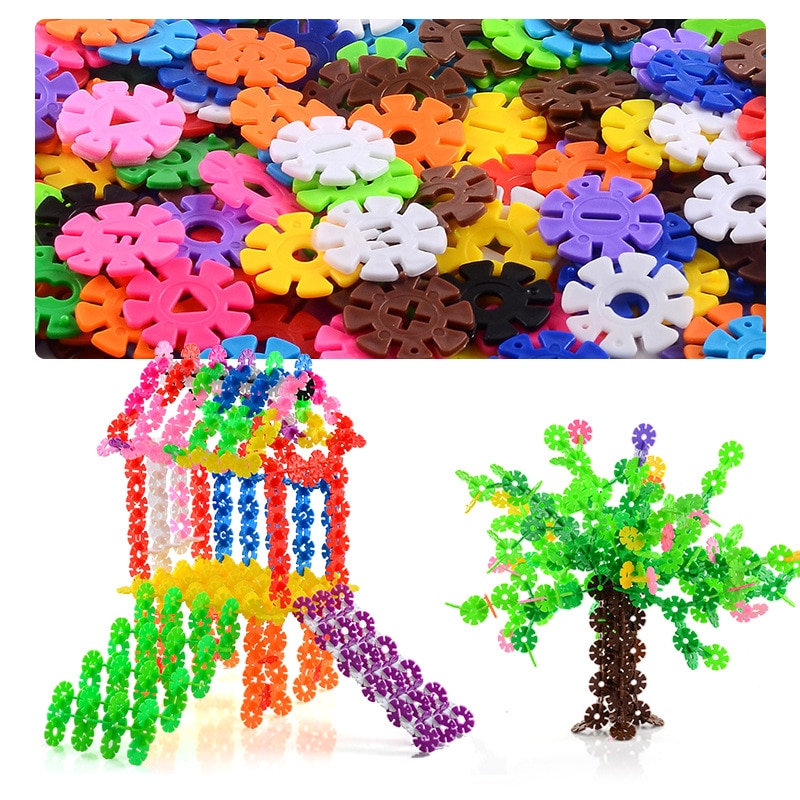 3D Puzzel Plastic Sneeuwvlok Gebouw Creatief Speelgoed Kids Vlokken Grijpende Plastic Disc Set Bouw Kids Hersenen Speelgoed