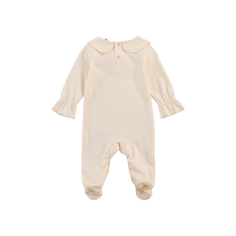 Herfst Unisex Baby Jongens Meisje Footed Romper Schattige Pop Kraag Lange Mouwen Effen Kleur Een Stuk Jumpsuit casual Kleding