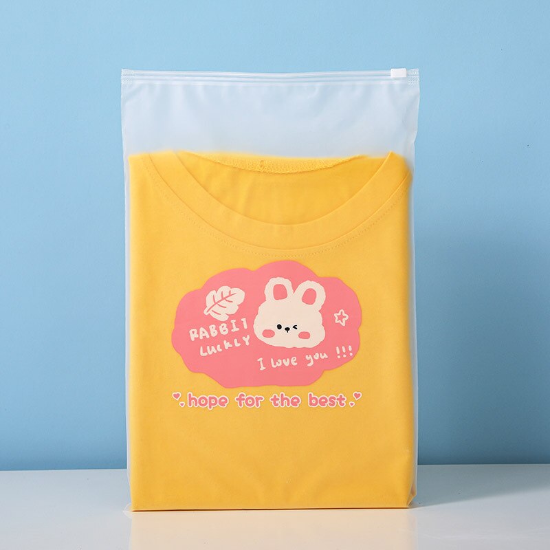 10pcs/set Packaging Bag Travel Clothing Storage Bag Underwear Cute Storage Bag Clothes Shoes Sub-packaging Waterproof Seal Bag: Zipper B(24X35)