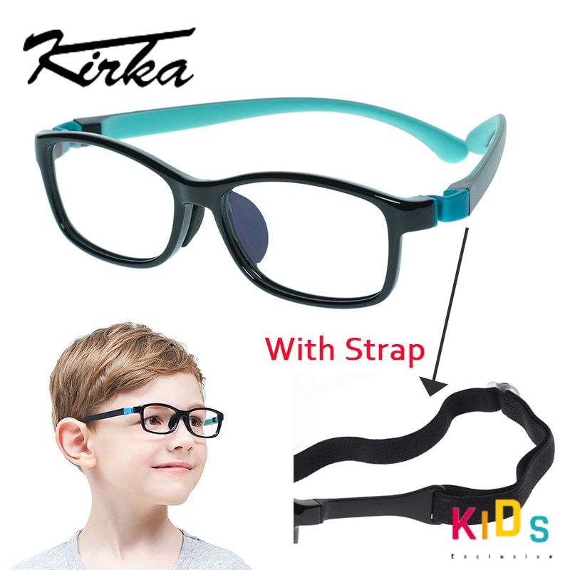 Kirka Eyeglass Frames Children Glasses TR90 Flexible Myopia Optical Frame Kids Silicon Sports Eyewear Kids Glasses Strap