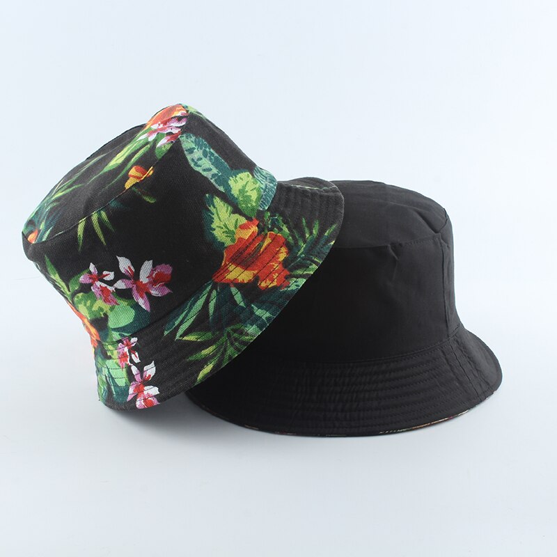 Summer Coconut Tree Flower Printed Fisherman Caps Panama Bucket Hat Reversible Gorro Pescador Men Women: 4